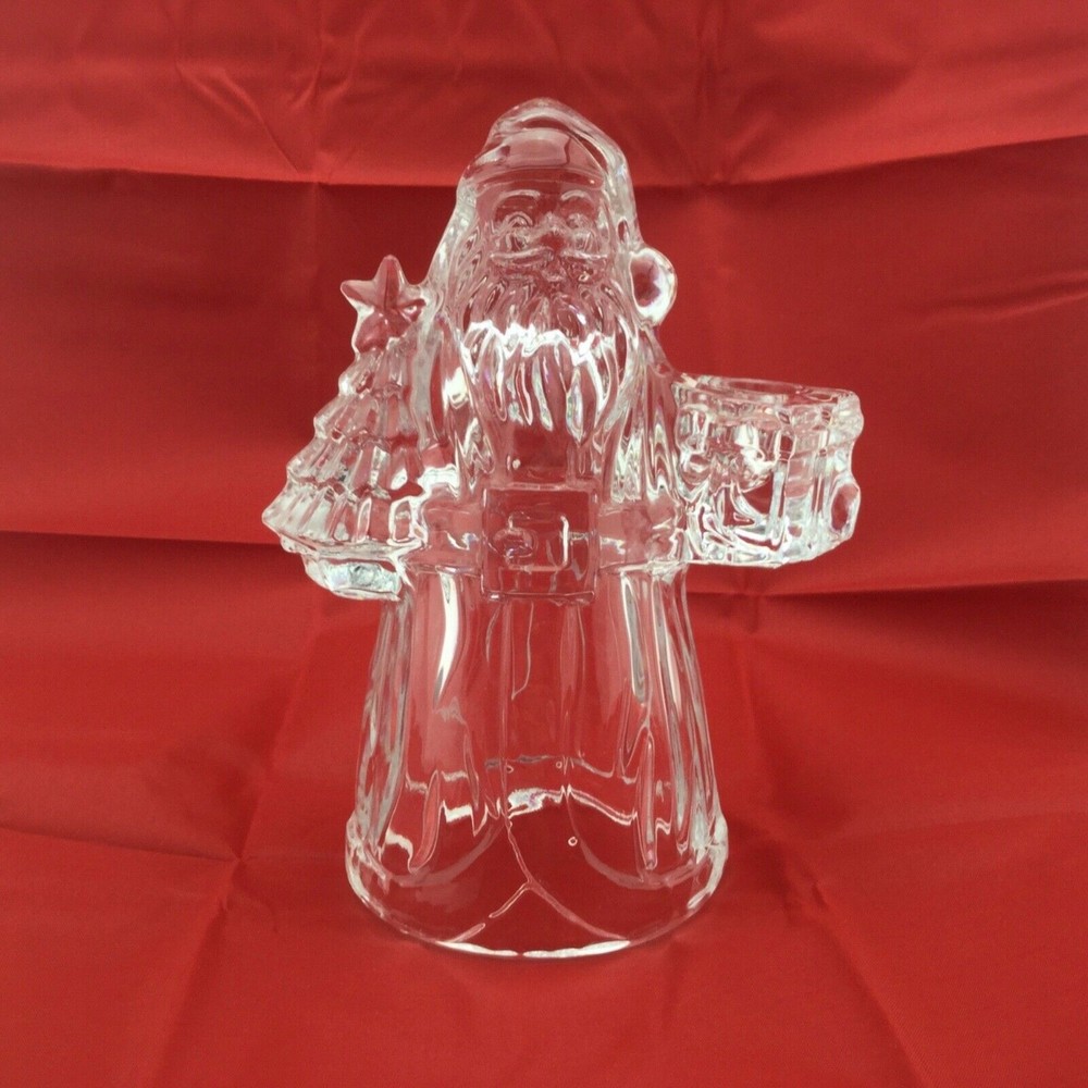 Crystal -  Santa Figurine with Candle Holder - Tree Present - Holiday Home Decor